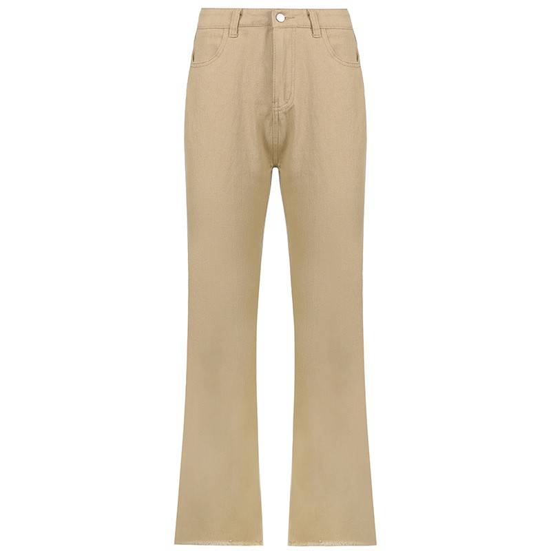 High Waist Wide Leg Denim Jeans with Slash Pockets